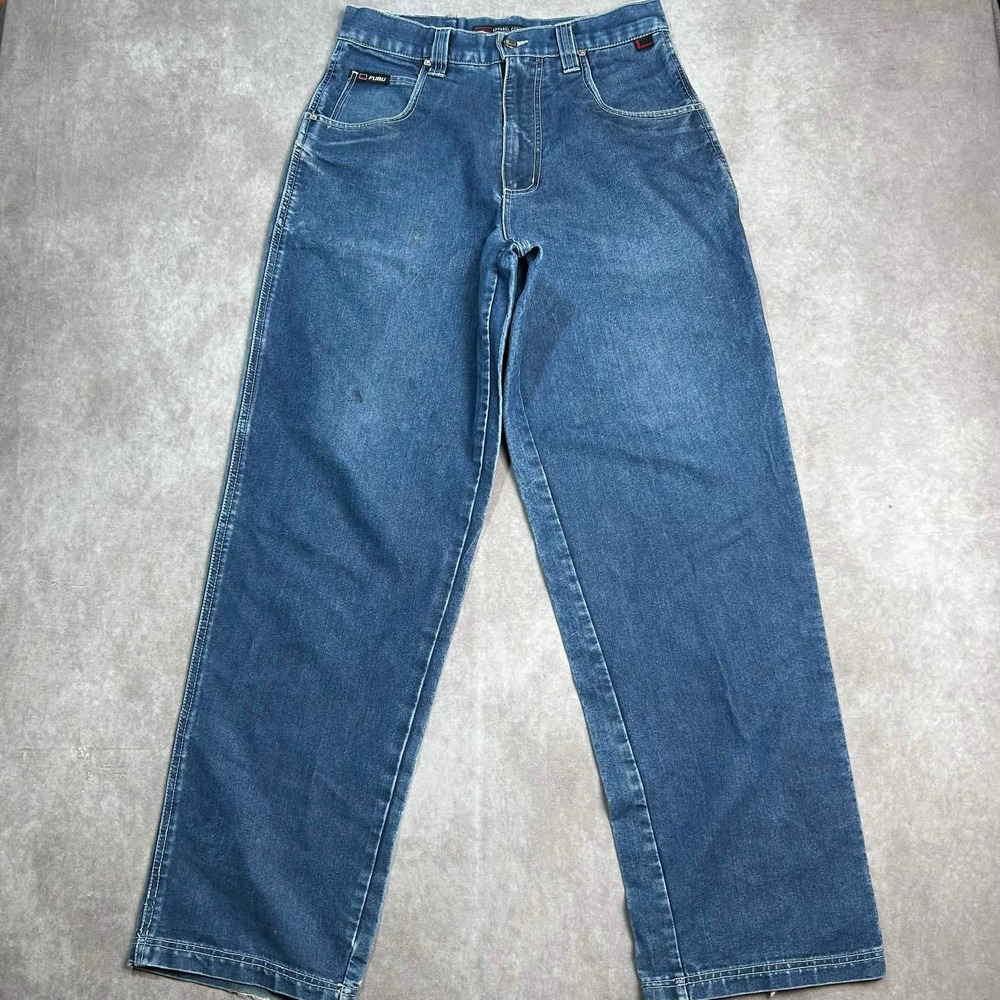 Vtg FUBU Baggy Denim Jeans Mens 32x34 Blue Medium Wash 90s Hip Hop Streetwear